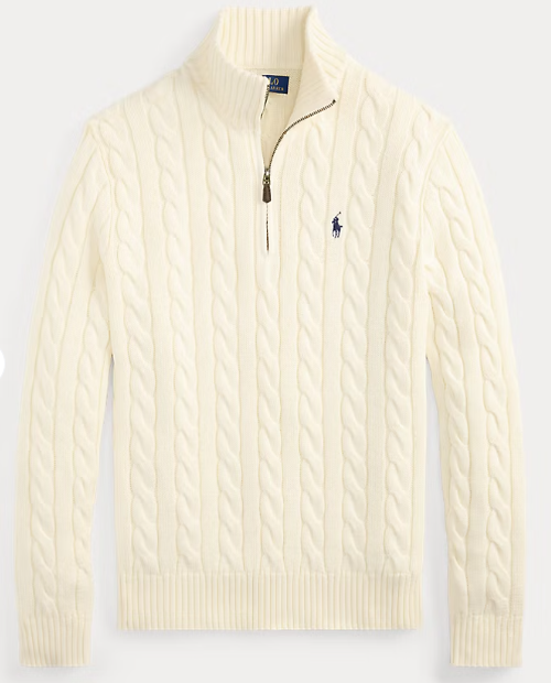 Ralph Lauren Quarter-Zip Knit (White/Cream)