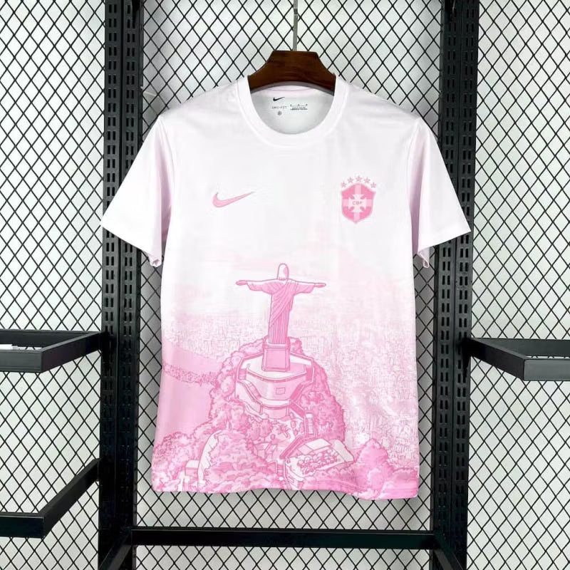 2025 Brazil Jesus Special Edition White-Pink Soccer Jersey