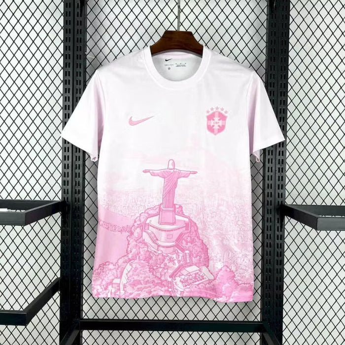 2025 Brazil Jesus Special Edition White-Pink Soccer Jersey